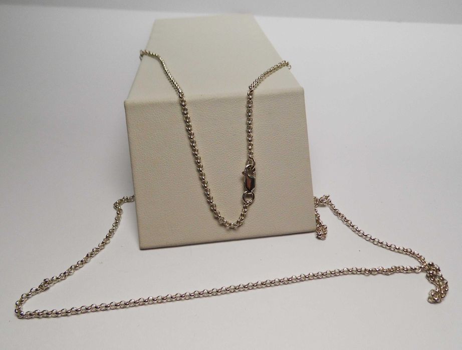 Długi srebrny łańcuszek ankier okrągłe ogniwa 80 cm. 2,1 mm.