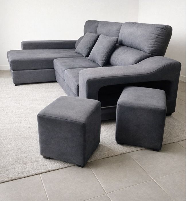 Sofá Chaise Longue cinza Conforama Lúcia