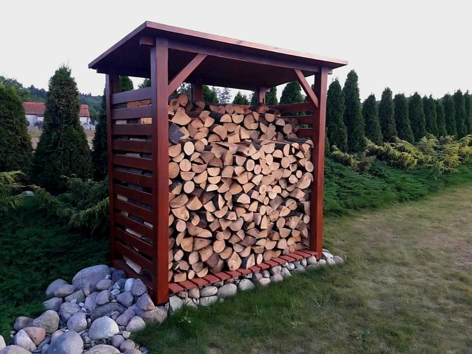 Drewutnia 2 x 0,8m, wiata na drewno z dachem prostym jednospadowym