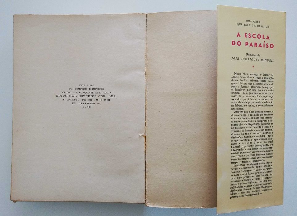 José Rodrigues Miguéis | A Escola do Paraíso (1ª edição 1960)
