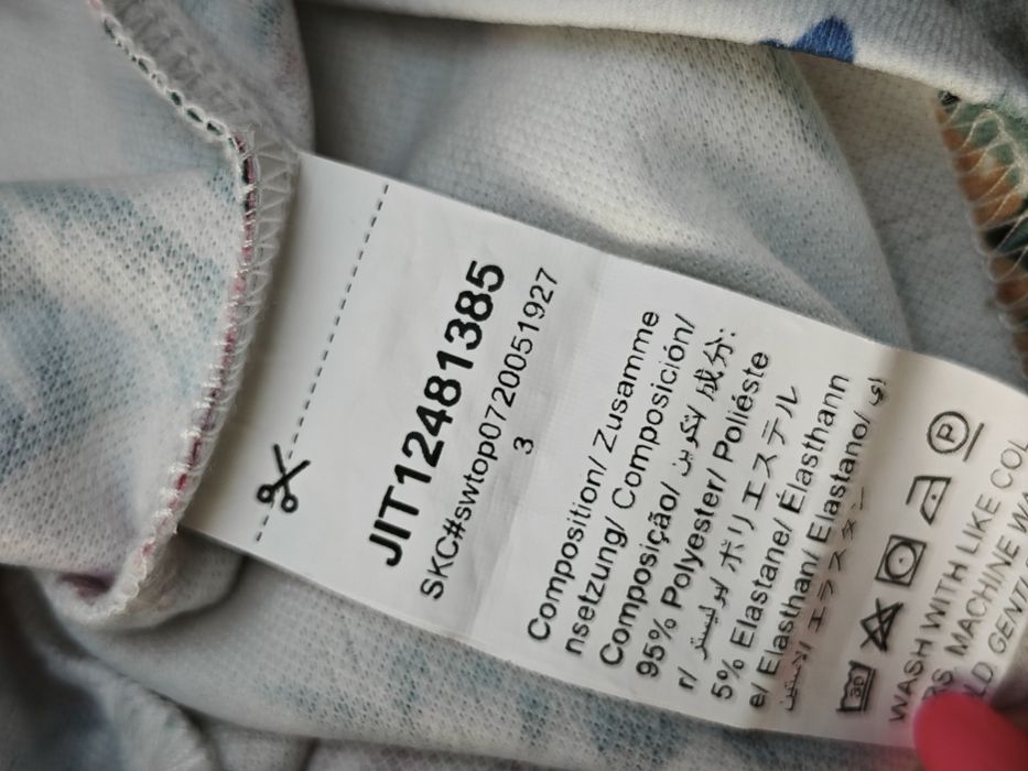 Shein biały krótki top w róże - XL nowy
