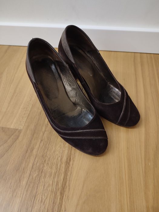 Sapatos de camurça castanhos, tam 37