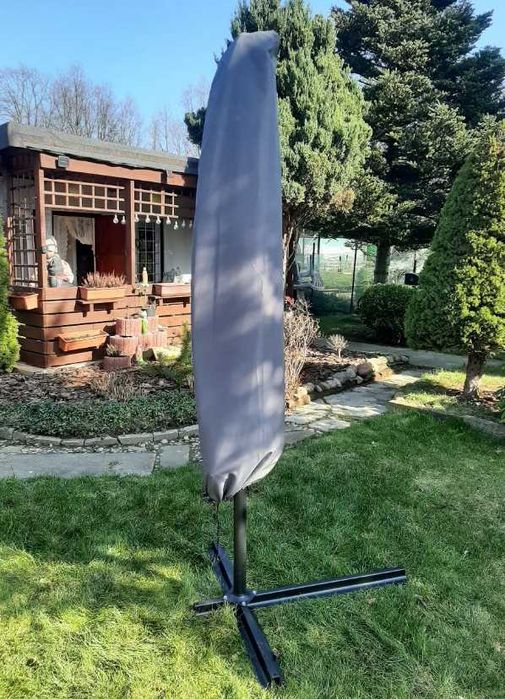 DUŻY PARASOL OGRODOWY z wysięgnikiem solidny składany + pokrowiec