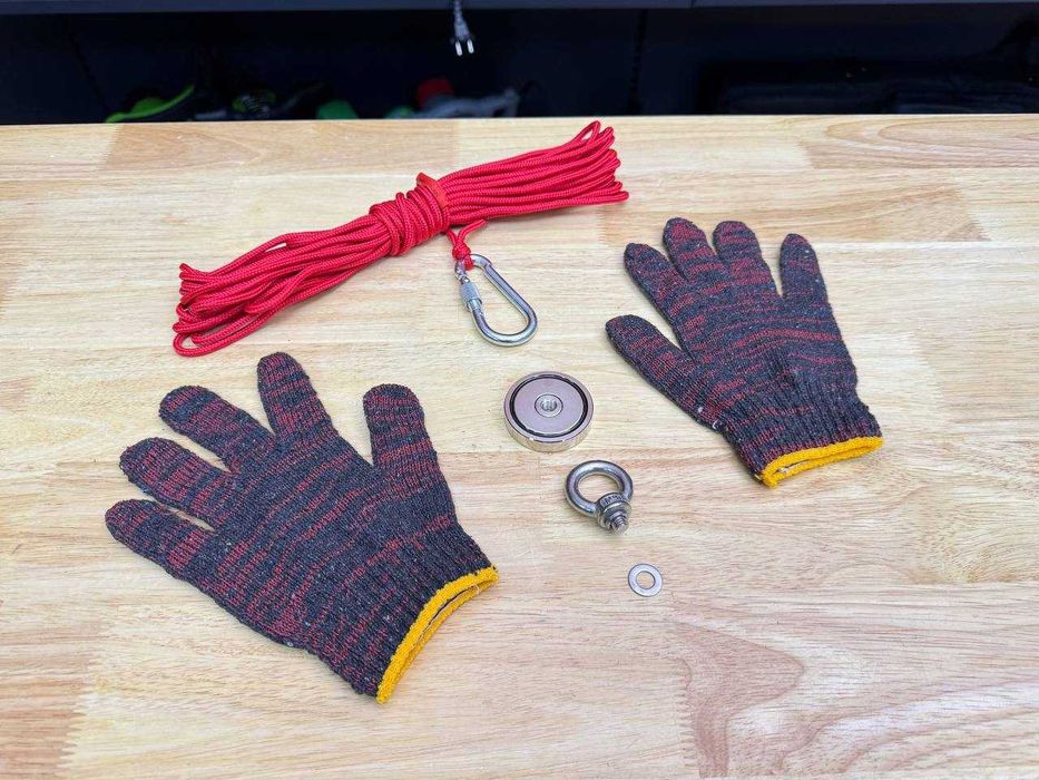 Нержавіючий Неодимовий Магніт 70 кг + Мотузка 10 м (D4) + Рукавички