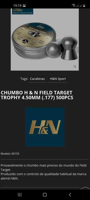 Chumbos 4.5 da H&N Trophy Field e Green e Skenco