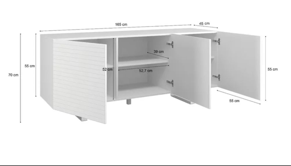 Sesley szara komoda regał kredens Antoinettie 165 cm