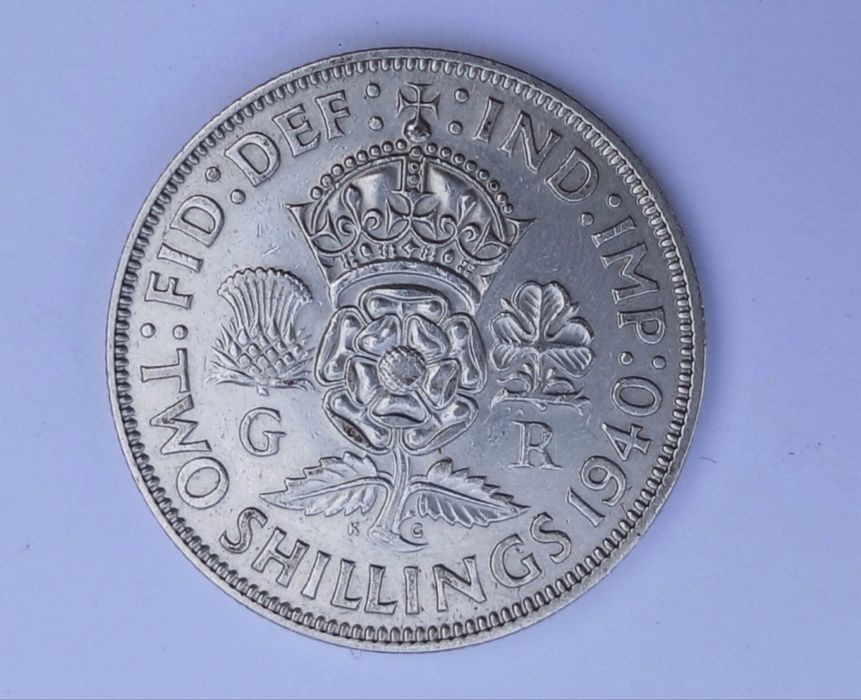 Moeda de 2 shillings de 1940 em prata