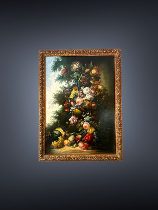 Антикварна картина Франція 19 ст. антикварний живопис натюрморт пано