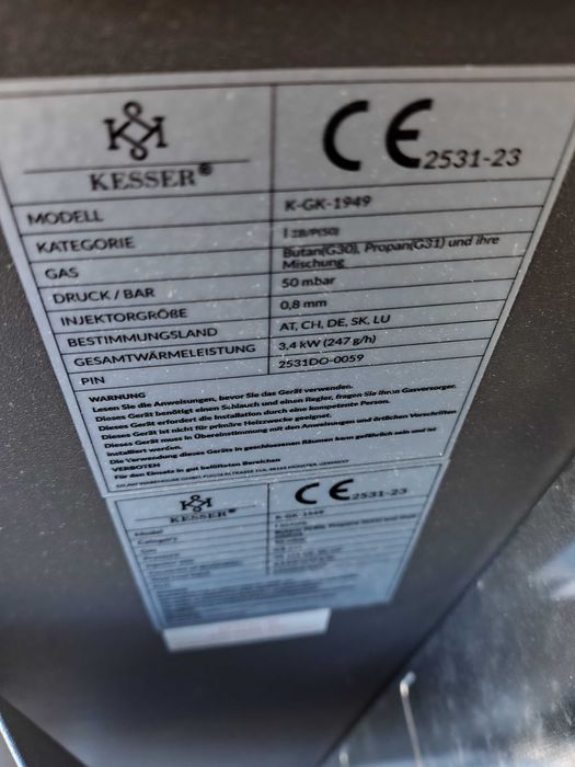 Kominek gazowy  2 stopnie grzania na butle do 11kg