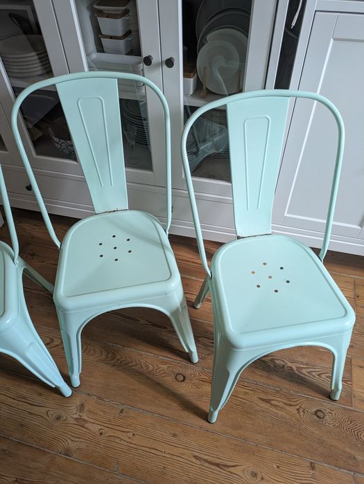3 cadeiras metal esmaltado