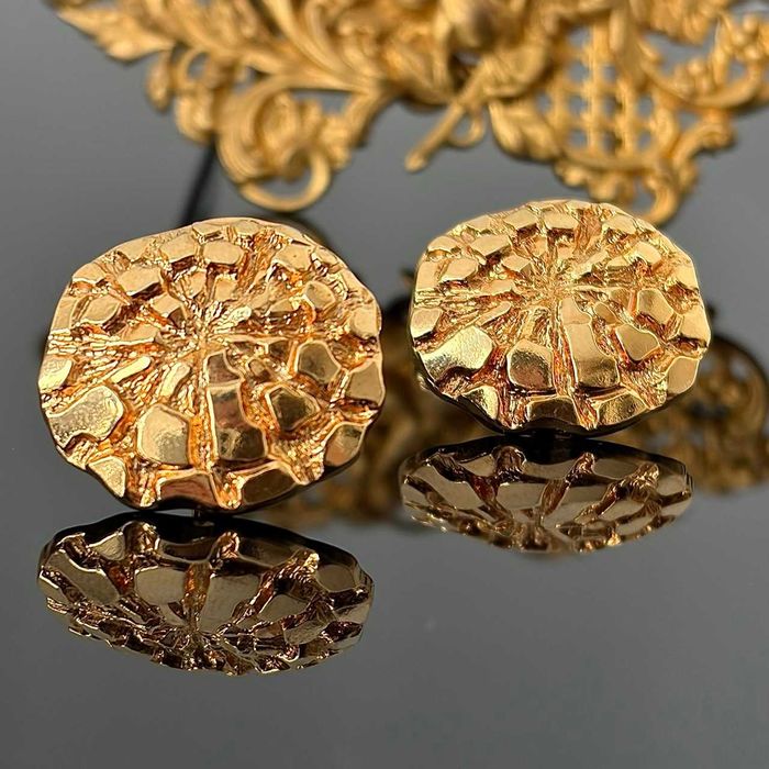 Złote spinki do mankietów pozłacane 24 karatowym złotem