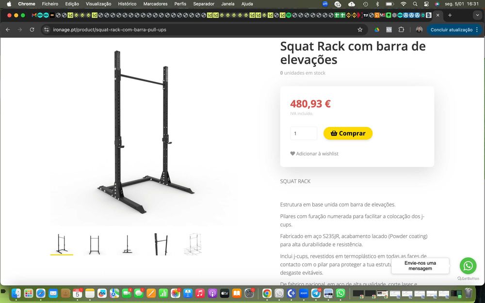 Squat Rack com barra de elevações