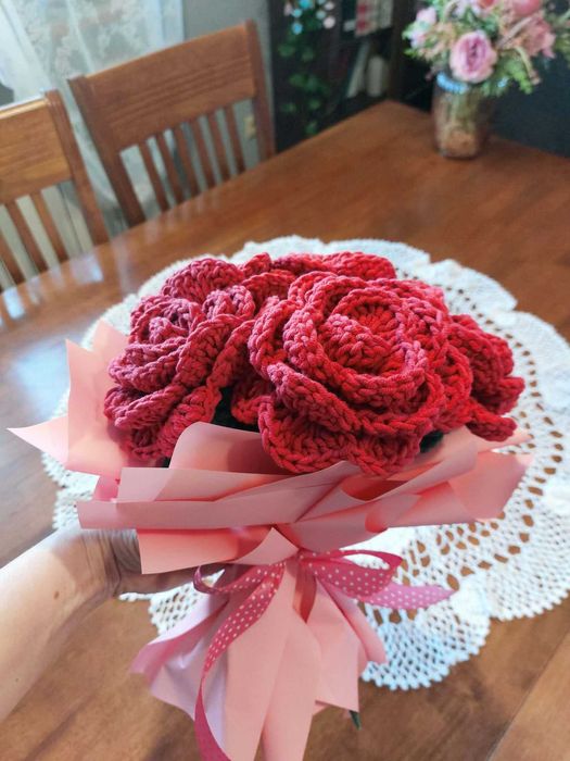 Bukiet róż na szydełku