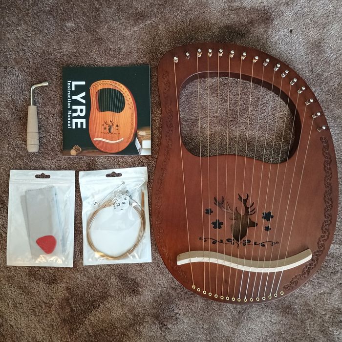 Lira harfowa 15-strunowa, drewniana, Instrument muzyczny, harfa