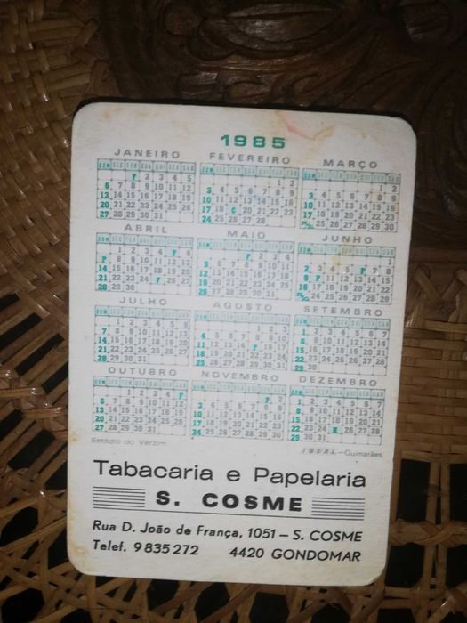 Calendário Varzim raro e antigo 1985