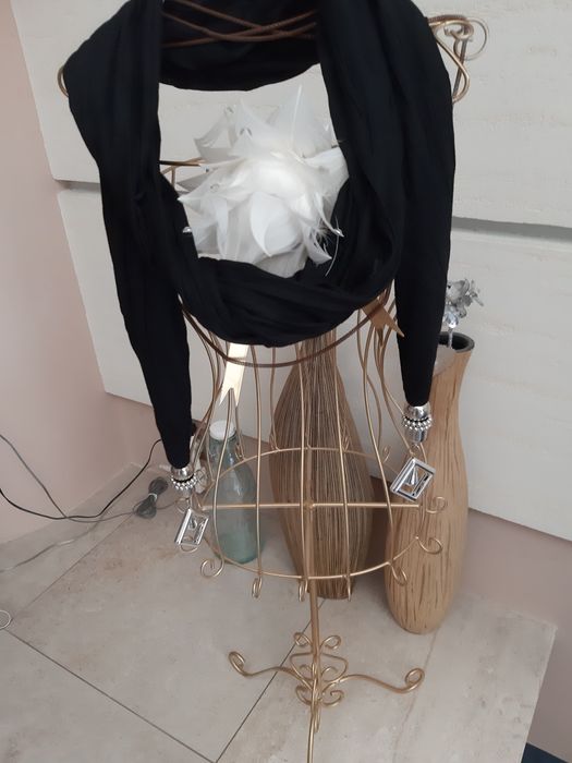 Szaliczek szal kolekcja  ozdoby czarny tkmaxx bawełna glamour