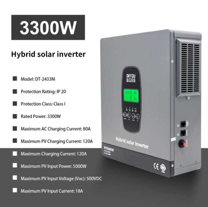 Інвертор Гібридний DATOUBOSS 3300Вт 24В BMS  MPPT 150А 3,3кВт Сонячний
