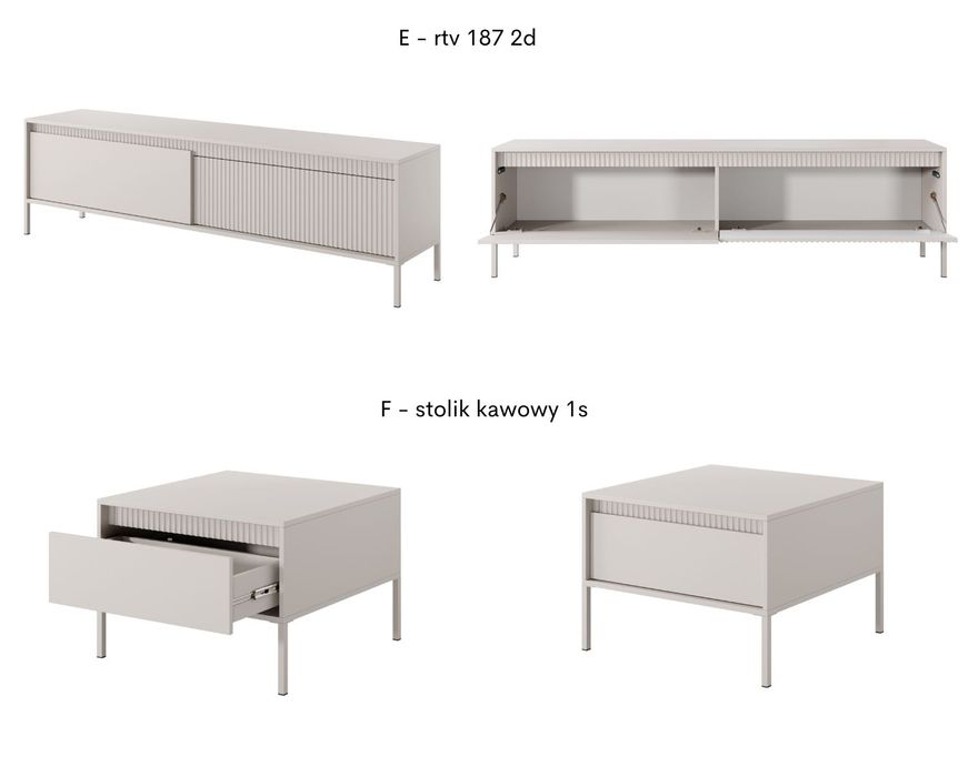 Meble do salonu BEŻ , komoda, stolik, szafka RTV. Kolekcja HARMONY