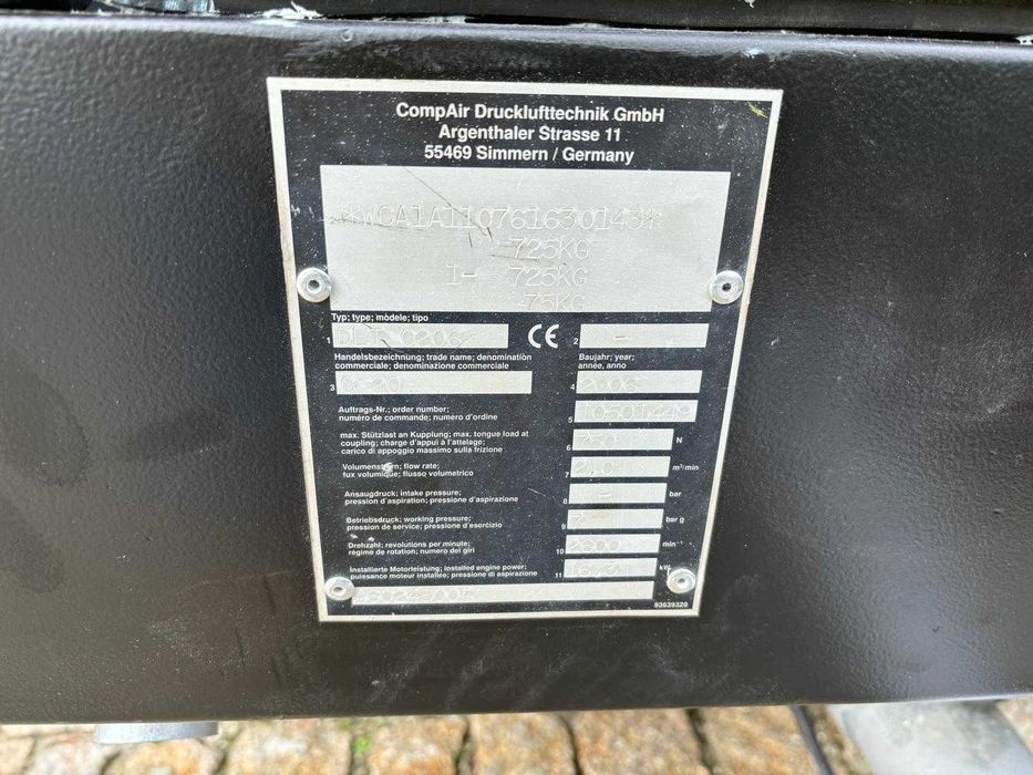 Compressor 2m3 Gasóleo - 7 Bar - COMPAIR C20 (Motor KUBOTA)