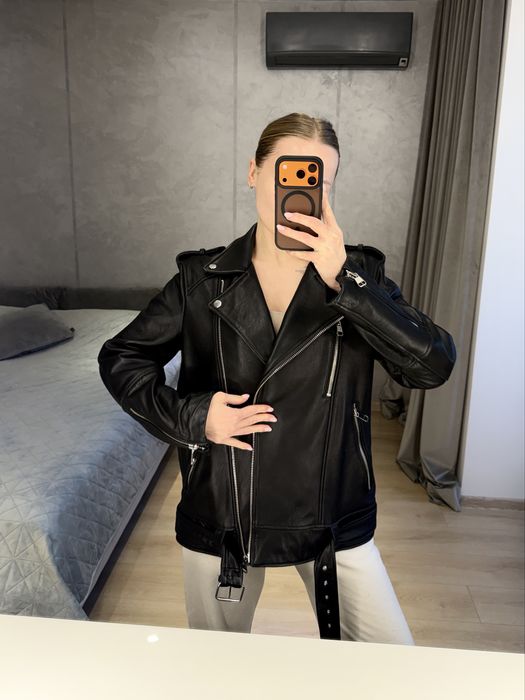 Стильна косуха з НАТУРАЛЬНОЇ шкіри під вінтаж ZARA