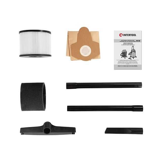 Пылесос строительный INTERTOOL DT-1025 (1.4 кВт, бак 20 л, розетка)