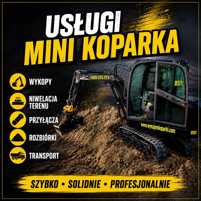 Usługi Mini koparka 2,5T WIERTNICA MŁOT