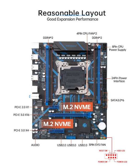 LGA 2011-3 X99 HUANANZHI QD4 +XEON E5 2670 V3 +16G DDR4 ECC RAM 2*8 ГБ