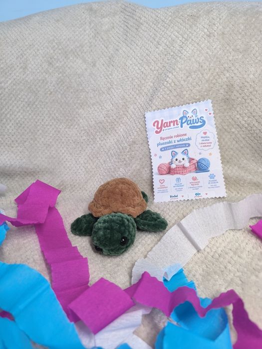 Żółw, żółwik na szydełku, zielony, handmade pluszak
