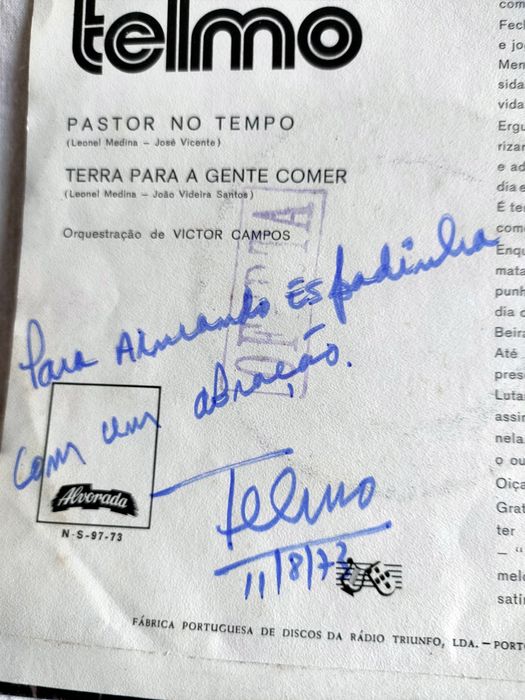 Disco Vinil Single Autografado -Telmo