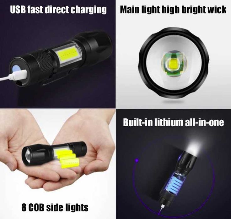 Ліхтарик Mini Q5 LED+COB 1000LM Zoom 300м (фонарик з аккумулятором)!