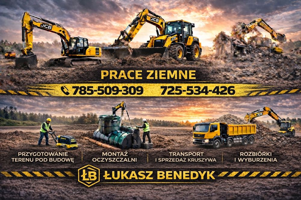 Usługi koparko-ładowarką JCB , Roboty ziemne!!!