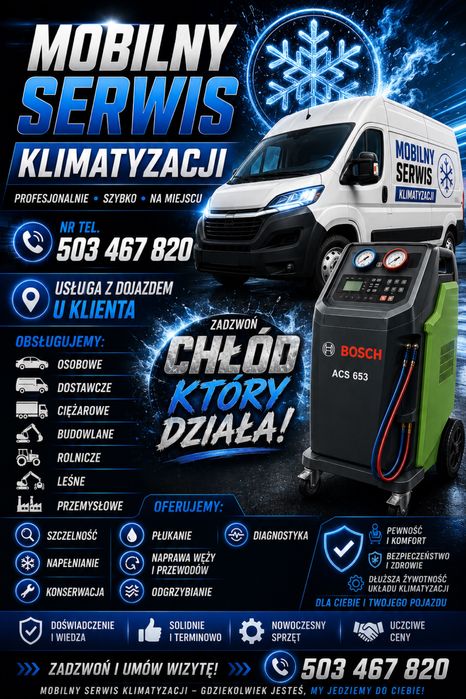 Mobilny serwis/naprawa klimatyzacji! Osob Rolnicze Budowlane Ciężarowe