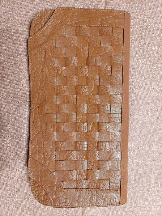 Torebka kopertówka, brąz, skóra, Vintage