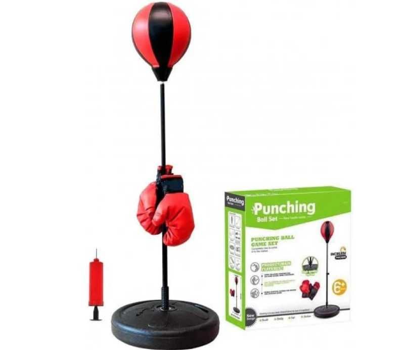 Детская боксерская груша на стойке с перчатками Punching Ball Set, набор для бокса с пружиной