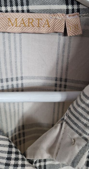 Beżowa luźna sukienka w kratę typu worek L XL 2XL Marta