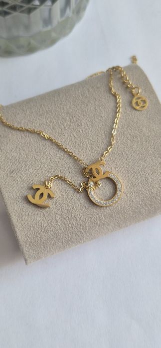 Przepiękny, złoty łańcuszek cc przywieszki Cudo lv ysl
