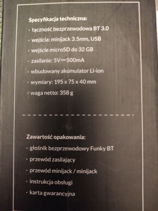 Funky BT głośnik bezprzewodowy