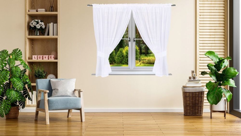 Firana gotowa woal białe 150x300 cm gładkie