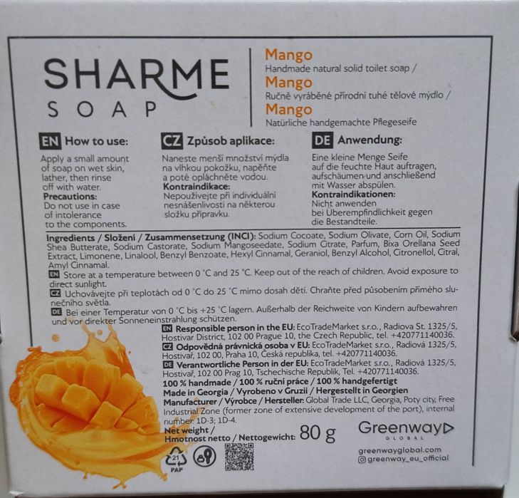 Mydło aromatyczne naturalne mango mleko