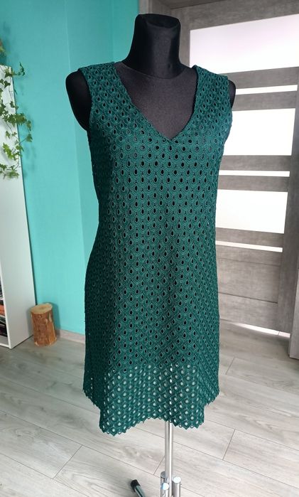 Koronkowa sukienka tunika ZARA Boho scandi slow retro folk plażowa