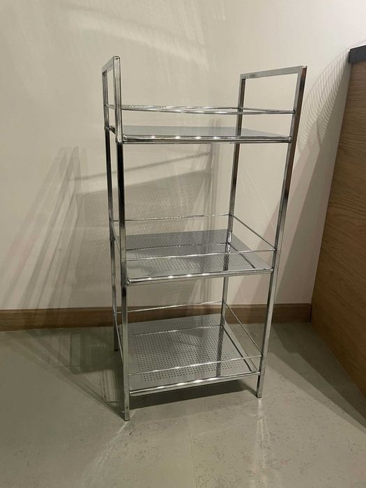 AWD Metalowy regał łazienkowy kosmetyczny stal srebrny chrom 3 półki