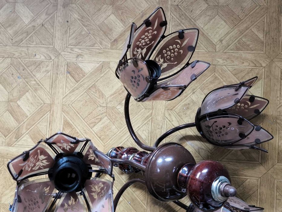 Lampa sufitowa wisząca - brązowe kwiaty