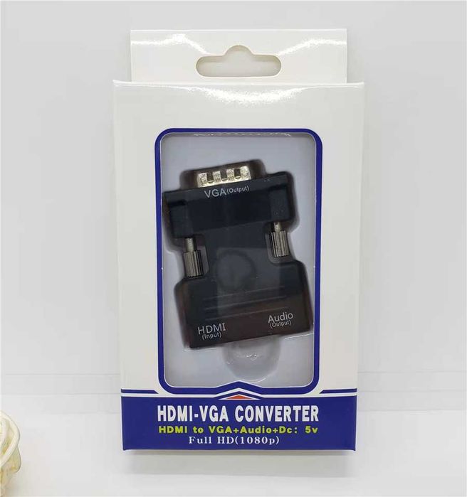 НОВЫЙ Переходник HDMI to VGA Converter HD + шнур Audio Cable 3,5 mm