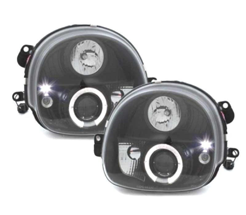 FARÓIS FRONTAIS RENAULT TWINGO 93-07 ANGEL EYES FUNDO PRETO