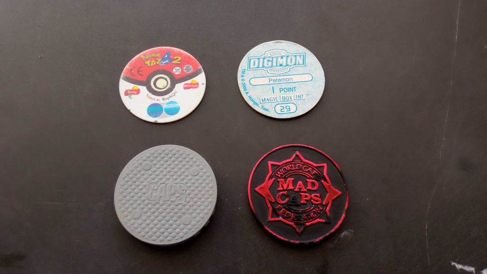 4 Tazos / Slammers Retro (Pokémon, Digimon, World Caps)
