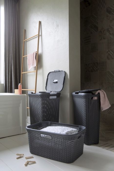 Curver Kosz na bieliznę Rattan Style 40L ciemny szary
