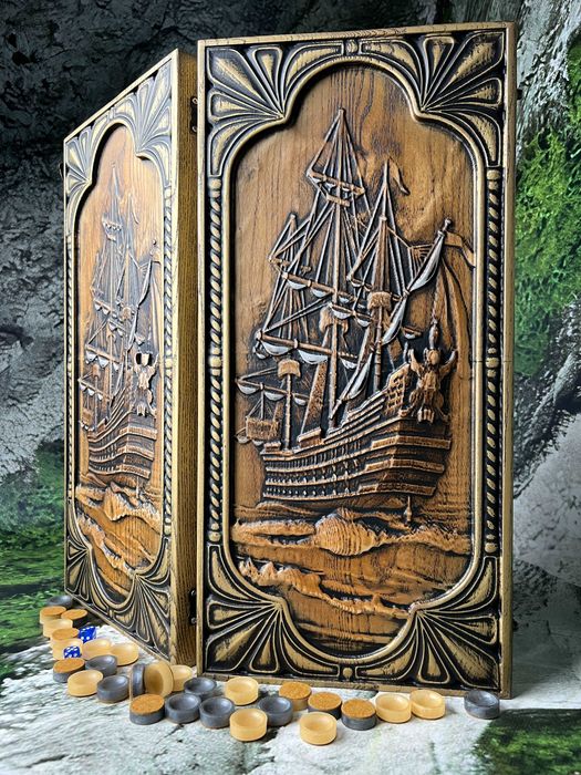 нарди нарды з дерева, пірати, морські, деві джонс, череп, роза вітрів