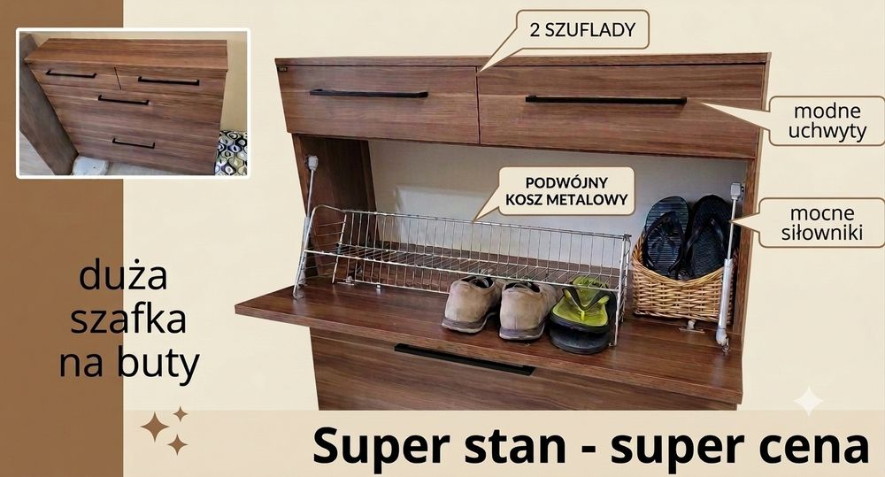 Duża szafka komoda na buty, stan + BDB, wysoka jakość! możliwość TRANSPORTU