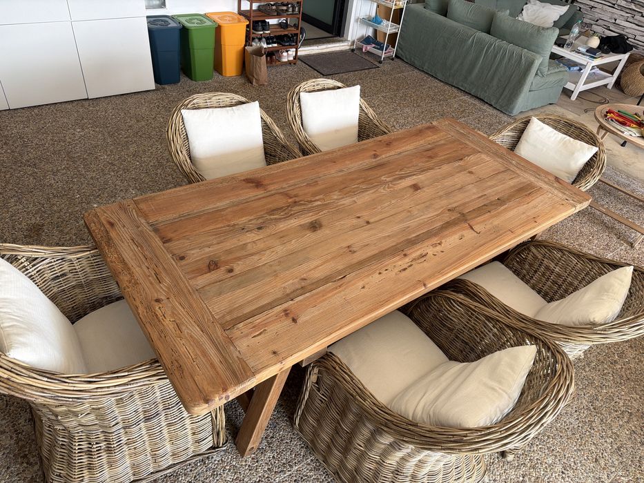 Mesa refeicao jantar madeira pinho reciclada rustico