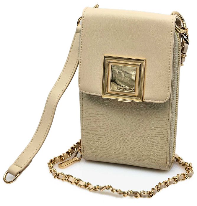 MONNARI Torebka Damska Listonoszka Na Ramię Torebko-Portfel Beżowa